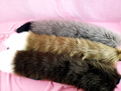 Custom Kitten Tail with Tip - Fluffy Paw Shop - Petplay BDSM DDLG Kitten Play Tail Cosplay Furry