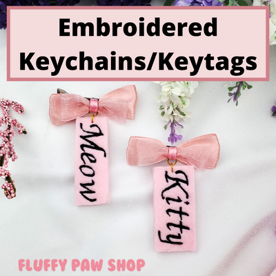 Custom Embroidered Keychain/Keytag - Fluffy Paw Shop - Petplay BDSM DDLG Kitten Play Tail Cosplay Furry