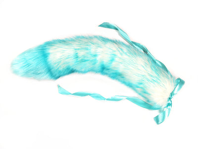Aqua Cotton Candy Tail - Fluffy Paw Shop - Petplay BDSM DDLG Kitten Play Tail Cosplay Furry