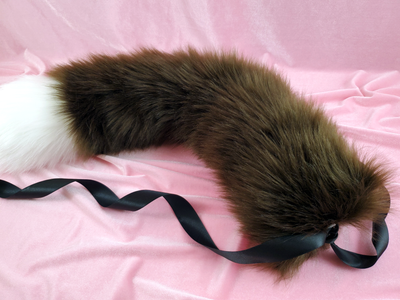 Custom Kitten Tail with Tip - Fluffy Paw Shop - Petplay BDSM DDLG Kitten Play Tail Cosplay Furry