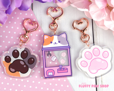 Kitty Acrylic Keychain Bundle - Fluffy Paw Shop - Petplay BDSM DDLG Kitten Play Tail Cosplay Furry