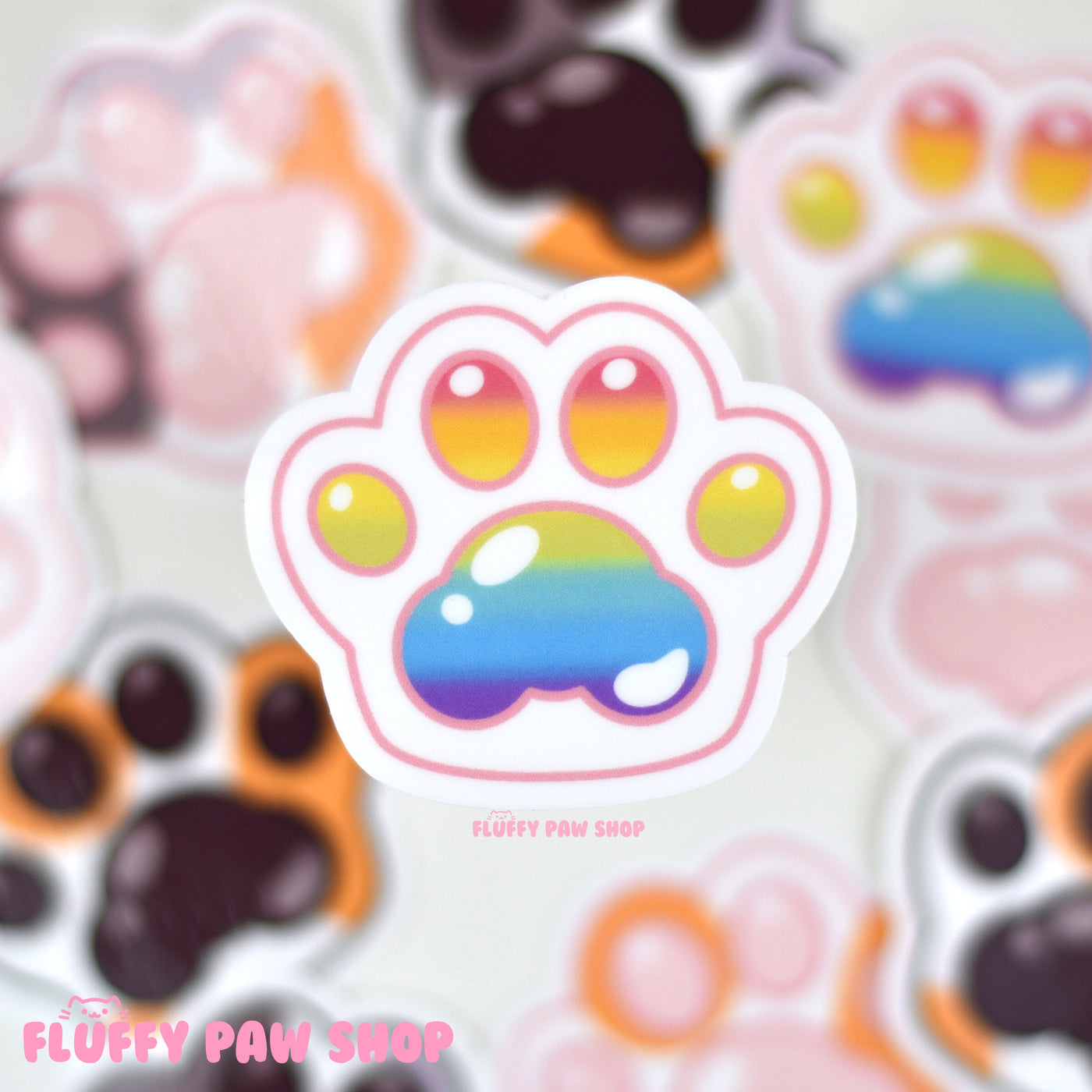 Rainbow Paw Vinyl Sticker - Fluffy Paw Shop - Petplay BDSM DDLG Kitten Play Tail Cosplay Furry