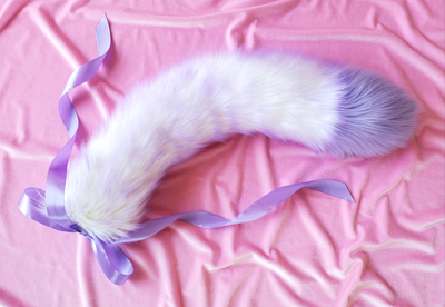 Lavender Cotton Candy Tail - Fluffy Paw Shop - Petplay BDSM DDLG Kitten Play Tail Cosplay Furry