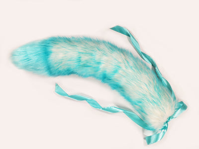 Aqua Cotton Candy Tail - Fluffy Paw Shop - Petplay BDSM DDLG Kitten Play Tail Cosplay Furry