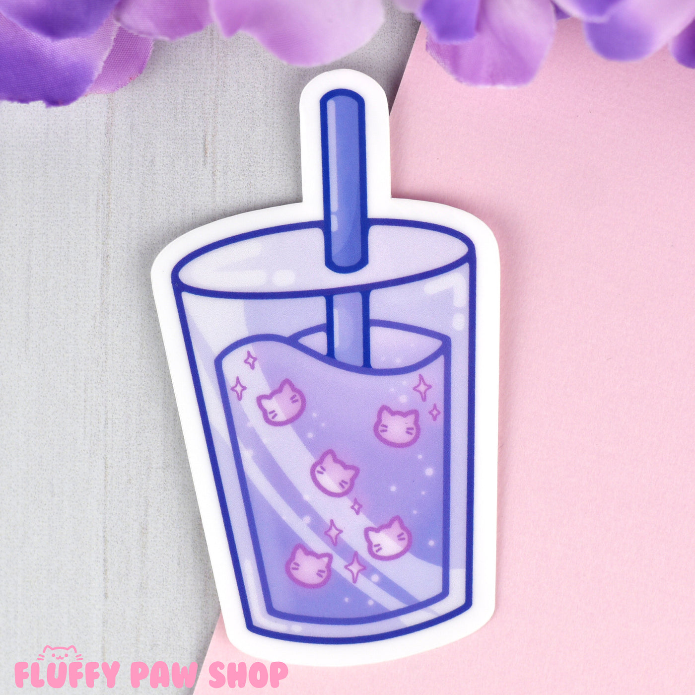 Boba Kitty Vinyl Sticker - Fluffy Paw Shop - Petplay BDSM DDLG Kitten Play Tail Cosplay Furry