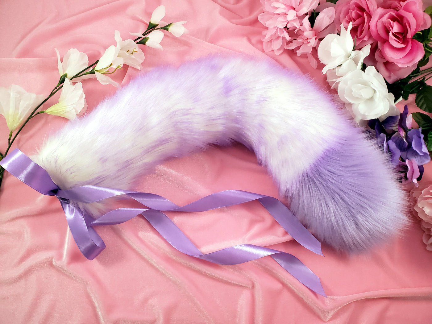 Lavender Cotton Candy Tail - Fluffy Paw Shop - Petplay BDSM DDLG Kitten Play Tail Cosplay Furry