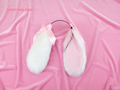 Floppy Bunny Ears & Tail Set - Fluffy Paw Shop - Petplay BDSM DDLG Kitten Play Tail Cosplay Furry