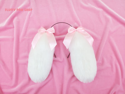 Floppy Bunny Ears & Tail Set - Fluffy Paw Shop - Petplay BDSM DDLG Kitten Play Tail Cosplay Furry