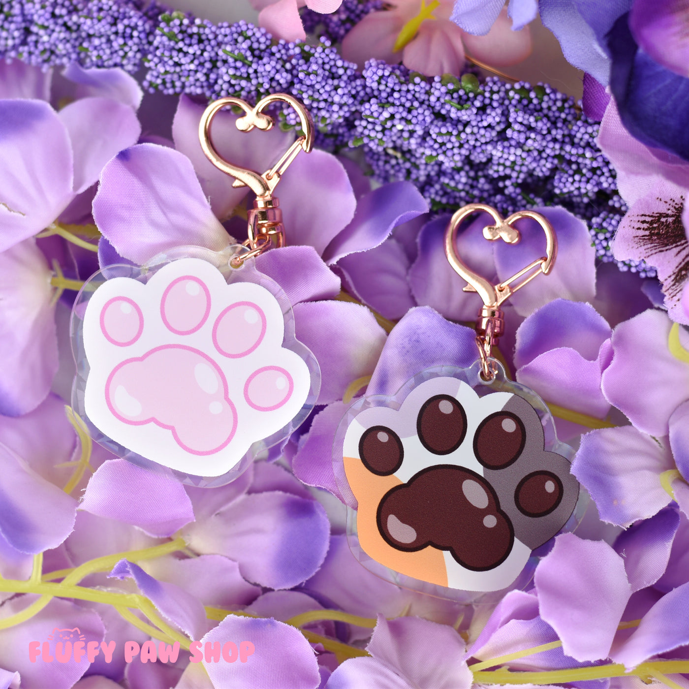 Kitty Acrylic Keychain Bundle - Fluffy Paw Shop - Petplay BDSM DDLG Kitten Play Tail Cosplay Furry