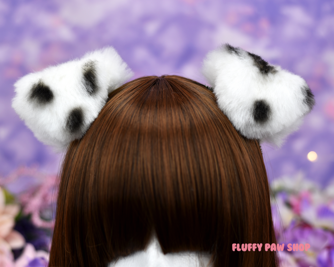 Black & White Spotted Fluffy Puppy Ears **Discounted** - Fluffy Paw Shop - Petplay BDSM DDLG Kitten Play Tail Cosplay Furry